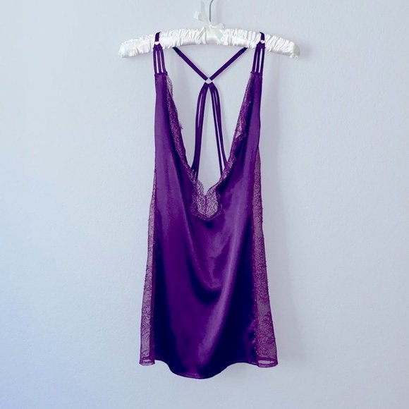 Like New Victoria Secret Xs/Small Robe and S Slip Lace Satin Purple - Picture 7 of 11